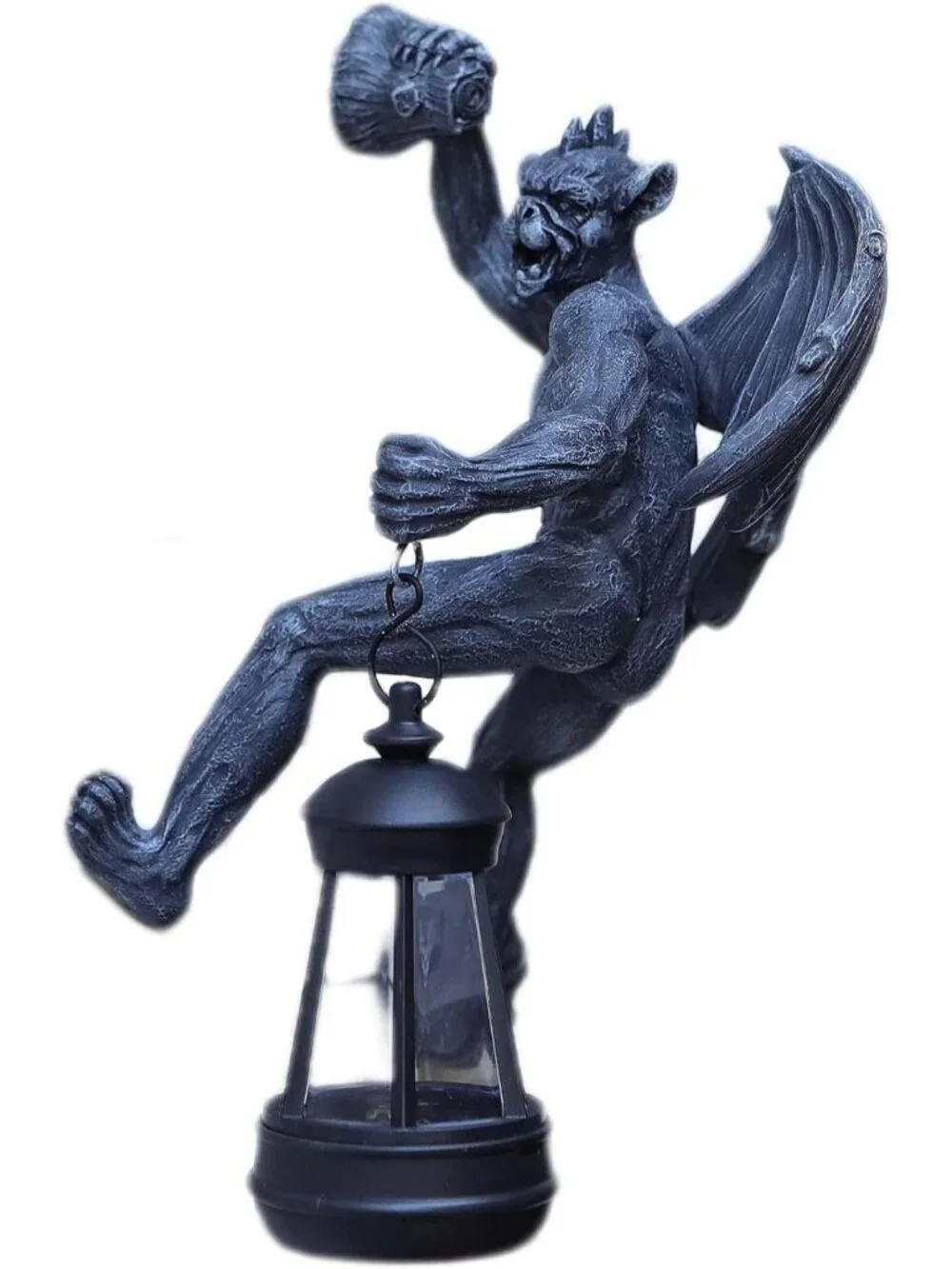 Gothic Dragon Winged Gargoyle Solar Lantern Wall Decor for Garden & Patio Gift